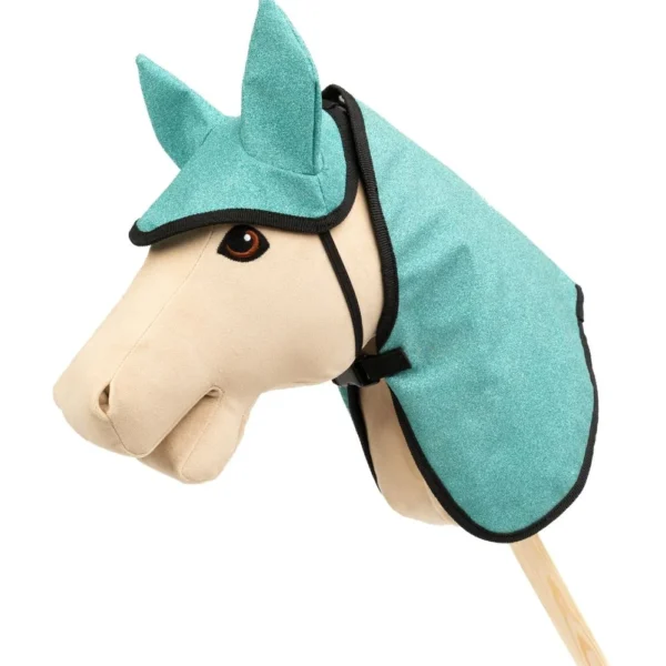 Blauw glitter deken en oornet paardenmeisje hobby horse stokpaard