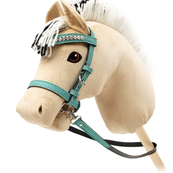 Blue glitter details hoofdstel stokpaard