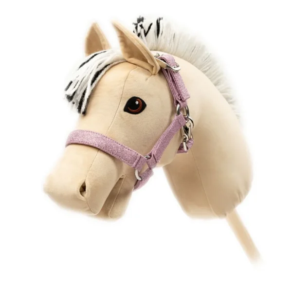 Roze glitter halster op fjord hobbyhorse